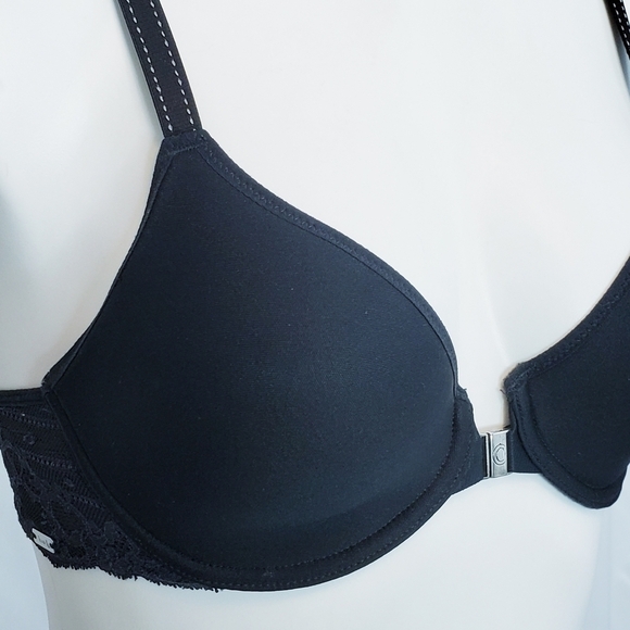 Chantelle Rive Gauche Spacer-Cup T-back Bra Black Lace 32C - Picture 4 of 11